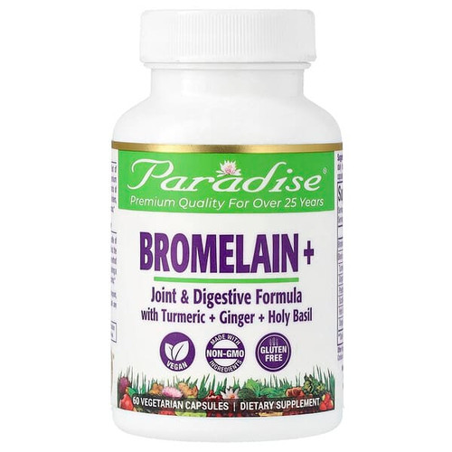 <img alt="Paradise Herbs, Bromelain+, 60 Vegetarian Capsules" title="Paradise Herbs, Bromelain+, 60 Vegetarian Capsules,601944777562"