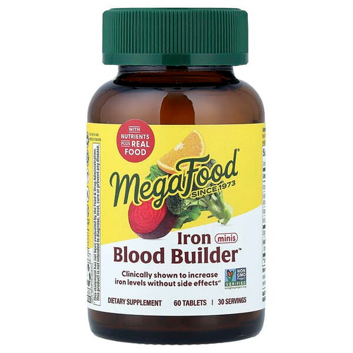 <img alt="MegaFood, Blood Builder Minis, Iron, 60 Tablets" title="MegaFood, Blood Builder Minis, Iron, 60 Tablets,051494103371"