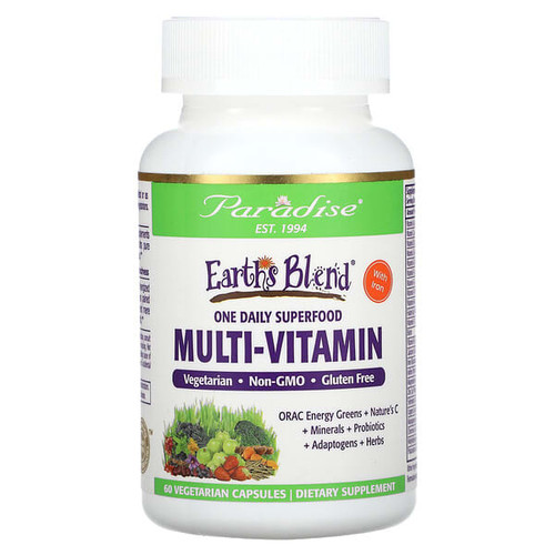 <img alt="Paradise Herbs, Earths Blend, One Daily Superfood Multi-Vitamin with Iron, 60 Vegetarian Capsules" title="Paradise Herbs, Earths Blend, One Daily Superfood Multi-Vitamin with Iron, 60 Vegetarian Capsules,601944778293"