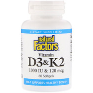 <img alt="Natural Factors, Vitamin D3 & K2, 60 Softgels" title="Natural Factors, Vitamin D3 & K2, 60 Softgels,068958012926"