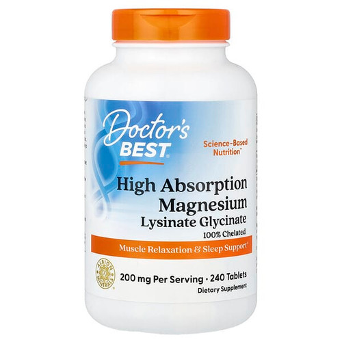 <img alt="Doctors Best, High Absorption Magnesium Lysinate Glycinate, Chelated, Albion TRAACS, 240 Tablets (100 mg per Tablet)" title="Doctors Best, High Absorption Magnesium Lysinate Glycinate, Chelated, Albion TRAACS, 240 Tablets (100 mg per Tablet),753950000872"