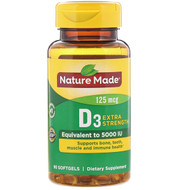 <img alt="Nature Made, D3, Extra Strength, 125 mcg, 90 Softgels" title="Nature Made, D3, Extra Strength, 125 mcg, 90 Softgels,031604026219"