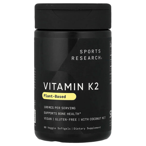 <img alt="Sports Research, Vitamin K2, Plant-Based, 100 mcg, 60 Veggie Softgels" title="Sports Research, Vitamin K2, Plant-Based, 100 mcg, 60 Veggie Softgels,023249004394"