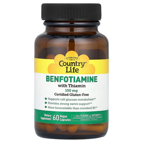 <img alt="Country Life, Benfotiamine with Thiamin, 150 mg, 60 Vegan Capsules" title="Country Life, Benfotiamine with Thiamin, 150 mg, 60 Vegan Capsules,015794060031"