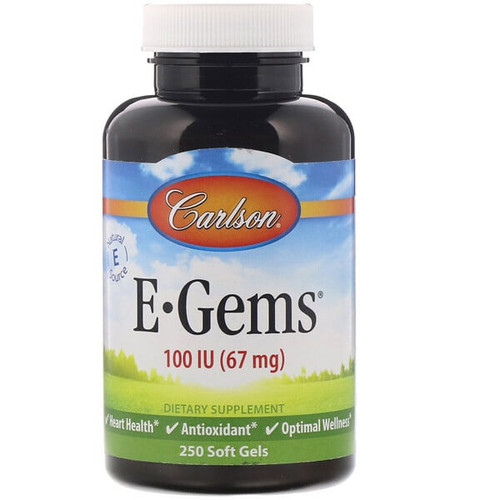 <img alt="Carlson Labs, E-Gems, 100 IU (67 mg), 250 Softgels" title="Carlson Labs, E-Gems, 100 IU (67 mg), 250 Softgels,088395003127"