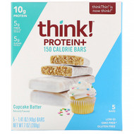 3 PACK of ThinkThin, Protein+ 150 Calorie Bars, Cupcake Batter, 5 Bars, 1.41 oz (40 g) Each