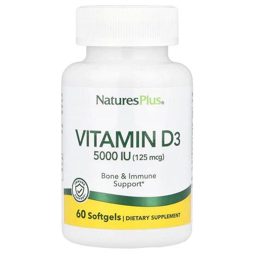 <img alt="NaturesPlus, Vitamin D3, 125 mcg (5,000 IU), 60 Softgels" title="NaturesPlus, Vitamin D3, 125 mcg (5,000 IU), 60 Softgels,097467010475"