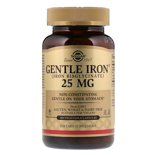 <img alt="Solgar, Gentle Iron, 25 mg, 180 Vegetable Capsules" title="Solgar, Gentle Iron, 25 mg, 180 Vegetable Capsules,033984012509"