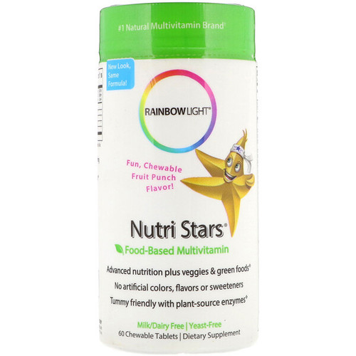 <img alt="Rainbow Light, Nutri Stars, Food-Based Multivitamin, Fruit Punch Flavor, 60 Chewable Tablets" title="Rainbow Light, Nutri Stars, Food-Based Multivitamin, Fruit Punch Flavor, 60 Chewable Tablets,021888105427"