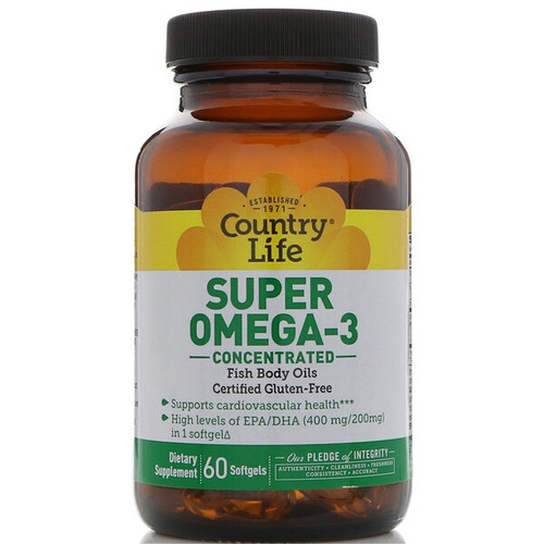 <img alt="Country Life, Super Omega-3, Concentrated, 60 Softgels" title="Country Life, Super Omega-3, Concentrated, 60 Softgels,015794045113"