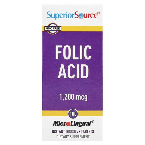 <img alt="Superior Source, Folic Acid, 1,200 mcg, 100 MicroLingual Instant Dissolve Tablets" title="Superior Source, Folic Acid, 1,200 mcg, 100 MicroLingual Instant Dissolve Tablets,076635908400"