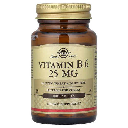 <img alt="Solgar, Vitamin B6, 25 mg, 100 Tablets" title="Solgar, Vitamin B6, 25 mg, 100 Tablets,033984030824"