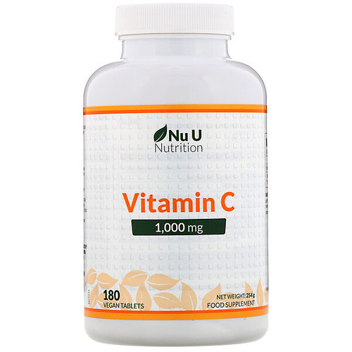 <img alt="Nu U Nutrition, Vitamin C, 1,000 mg, 180 Vegan Tablets" title="Nu U Nutrition, Vitamin C, 1,000 mg, 180 Vegan Tablets,810028760141"