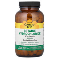 <img alt="Country Life, Betaine Hydrochloride with Pepsin, 250 Tablets" title="Country Life, Betaine Hydrochloride with Pepsin, 250 Tablets,015794051046"