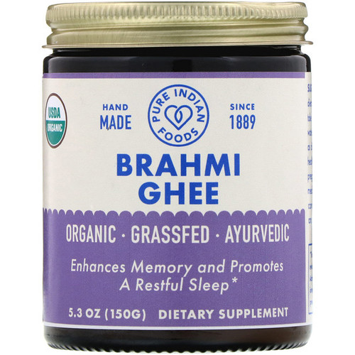 <img alt="Pure Indian Foods, Organic Brahmi Ghee, 5.3 oz (150 g)" title="Pure Indian Foods, Organic Brahmi Ghee, 5.3 oz (150 g),797734507317"