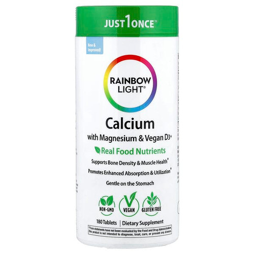 <img alt="Rainbow Light, Calcium with Magnesium & Vegan D3+, 180 Tablets" title="Rainbow Light, Calcium with Magnesium & Vegan D3+, 180 Tablets,021888109524"