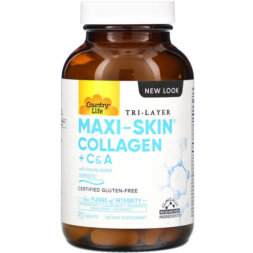 <img alt="Country Life, Tri Layer Maxi-Skin, Collagen Plus C&A, 90 Tablets" title="Country Life, Tri Layer Maxi-Skin, Collagen Plus C&A, 90 Tablets,015794050605"
