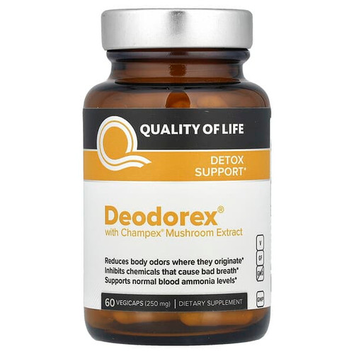 <img alt="Quality of Life, Deodorex with Champex Mushroom Extract, 60 Vegicaps (250 mg per Capsule)" title="Quality of Life, Deodorex with Champex Mushroom Extract, 60 Vegicaps (250 mg per Capsule),812259003103"