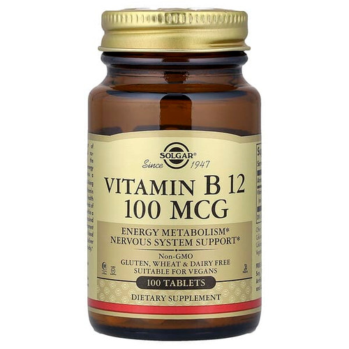 <img alt="Solgar, Vitamin B12, 100 mcg, 100 Tablets" title="Solgar, Vitamin B12, 100 mcg, 100 Tablets,033984031807"