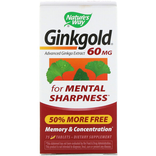 <img alt="Natures Way, Ginkgold, Memory & Concentration, 60 mg, 75 Tablets" title="Natures Way, Ginkgold, Memory & Concentration, 60 mg, 75 Tablets,033674152676"