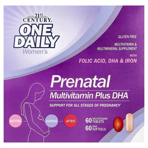 <img alt="21st Century, Prenatal Multivitamin Plus DHA, 2 Bottles, 60 Tablets - 60 Softgels" title="21st Century, Prenatal Multivitamin Plus DHA, 2 Bottles, 60 Tablets - 60 Softgels,740985271759"