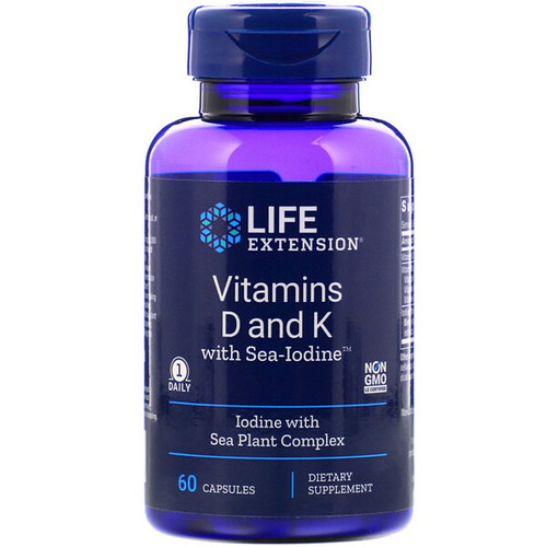 <img alt="Life Extension, Vitamins D and K with Sea-Iodine, 60 Capsules" title="Life Extension, Vitamins D and K with Sea-Iodine, 60 Capsules,737870204060"