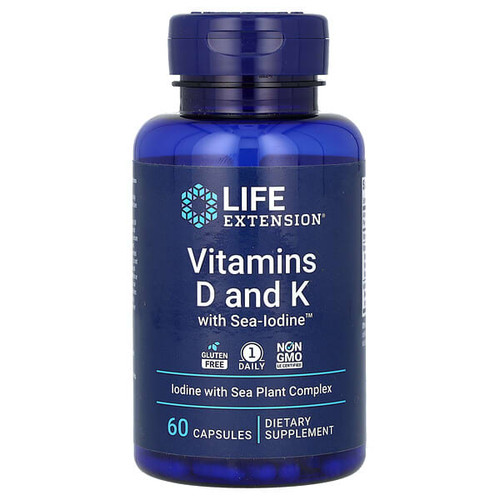 <img alt="Life Extension, Vitamins D and K with Sea-Iodine, 60 Capsules" title="Life Extension, Vitamins D and K with Sea-Iodine, 60 Capsules,737870204060"