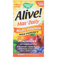 <img alt="Natures Way, Alive! Max3 Daily, Multi-Vitamin, No Added Iron, 90 Tablets" title="Natures Way, Alive! Max3 Daily, Multi-Vitamin, No Added Iron, 90 Tablets,033674149317"