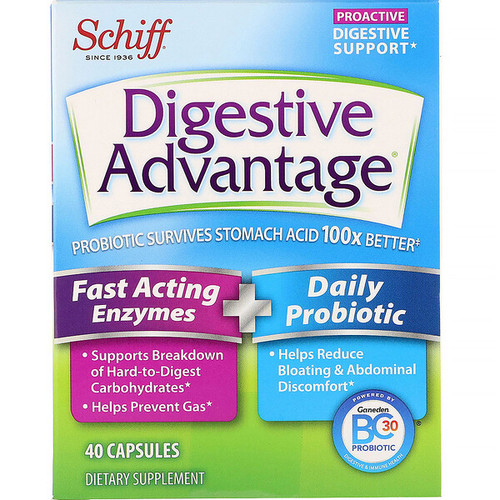 <img alt="Schiff, Digestive Advantage, Fast Acting Enzymes + Daily Probiotic, 40 Capsules" title="Schiff, Digestive Advantage, Fast Acting Enzymes + Daily Probiotic, 40 Capsules,020525969491"