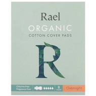 3 PACK of Rael, Organic Cotton Cover Pads, Overnight, 8 Count