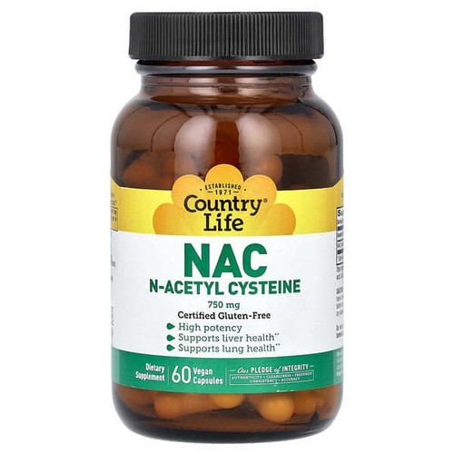 <img alt="Country Life, NAC, N-Acetyl Cysteine, 750 mg, 60 Vegan Capsules" title="Country Life, NAC, N-Acetyl Cysteine, 750 mg, 60 Vegan Capsules,015794016878"