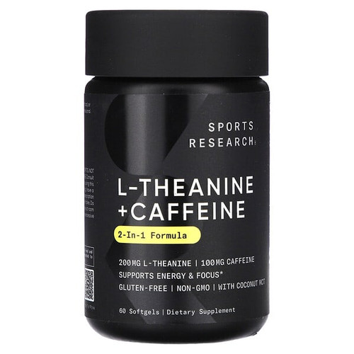 <img alt="Sports Research, L-Theanine & Caffeine, 2-in-1 Formula, 60 Softgels" title="Sports Research, L-Theanine & Caffeine, 2-in-1 Formula, 60 Softgels,023249012269"