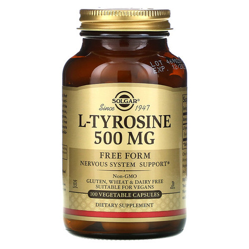 <img alt="Solgar, L-Tyrosine, 500 mg, 100 Vegetable Capsules" title="Solgar, L-Tyrosine, 500 mg, 100 Vegetable Capsules,033984027619"