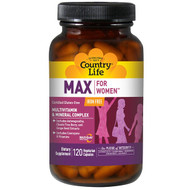 <img alt="Country Life, Max, for Women, Multivitamin & Mineral Complex, Iron Free, 120 Veggie Caps" title="Country Life, Max, for Women, Multivitamin & Mineral Complex, Iron Free, 120 Veggie Caps,015794081241"