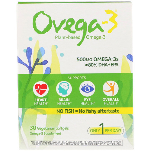 <img alt="Ovega-3, Omega-3s DHA + EPA, 500 mg, 30 Veggie Softgels" title="Ovega-3, Omega-3s DHA + EPA, 500 mg, 30 Veggie Softgels,853530005027"