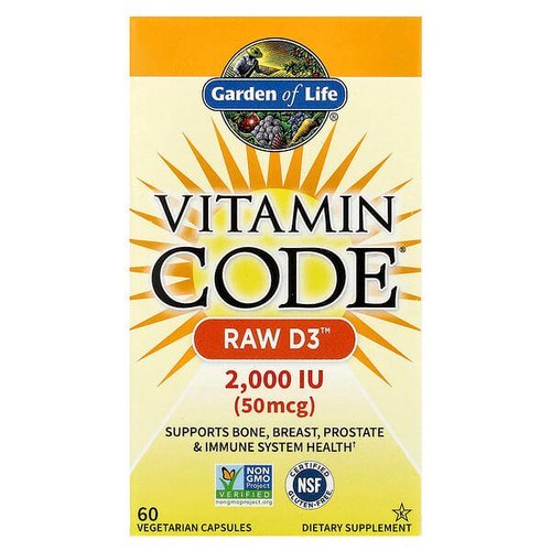 <img alt="Garden of Life, Vitamin Code, RAW D3, 60 Vegetarian Capsules" title="Garden of Life, Vitamin Code, RAW D3, 60 Vegetarian Capsules,658010114134"