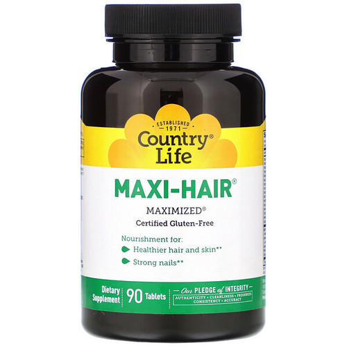 <img alt="Country Life, Maxi-Hair, 90 Tablets" title="Country Life, Maxi-Hair, 90 Tablets,015794050292"