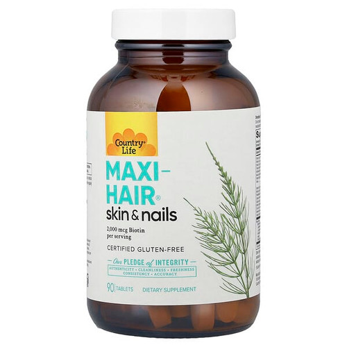 <img alt="Country Life, Maxi-Hair, Skin & Nails, 90 Tablets" title="Country Life, Maxi-Hair, Skin & Nails, 90 Tablets,015794050292"