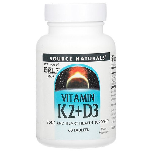 <img alt="Source Naturals, Vitamin K2 + D3, 60 Tablets" title="Source Naturals, Vitamin K2 + D3, 60 Tablets,021078019220"