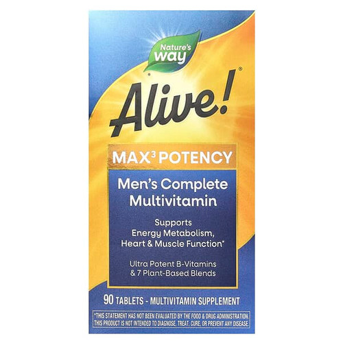<img alt="Natures Way, Alive Max3 Potency, Mens Complete Multivitamin, 90 Tablets" title="Natures Way, Alive Max3 Potency, Mens Complete Multivitamin, 90 Tablets,033674155424"
