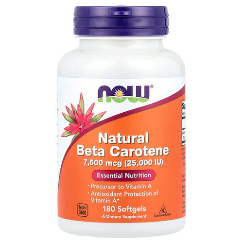 <img alt="NOW Foods, Natural Beta Carotene, 7,500 mcg (25,000 IU), 180 Softgels" title="NOW Foods, Natural Beta Carotene, 7,500 mcg (25,000 IU), 180 Softgels,733739003225"