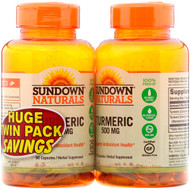 Sundown Naturals, Turmeric, Twin Pack, 500 mg, 90 Capsules Each