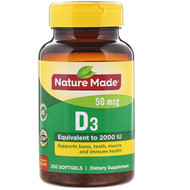 <img alt="Nature Made, Vitamin D3, 50 mcg, 250 Softgels" title="Nature Made, Vitamin D3, 50 mcg, 250 Softgels,031604026783"