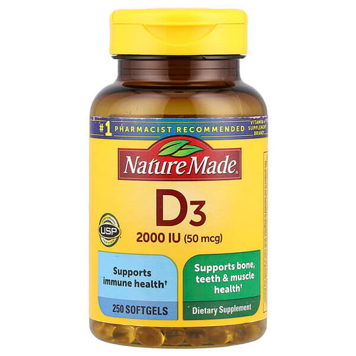 <img alt="Nature Made, Vitamin D3, 50 mcg (2,000 IU), 250 Softgels" title="Nature Made, Vitamin D3, 50 mcg (2,000 IU), 250 Softgels,031604026783"