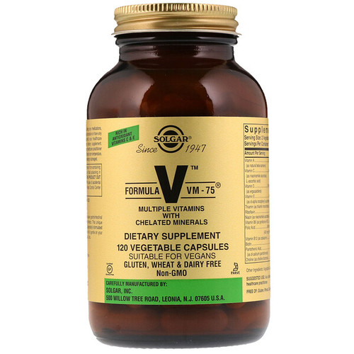 <img alt="Solgar, Formula V, VM-75, Multiple Vitamins with Chelated Minerals, 120 Vegetable Capsules" title="Solgar, Formula V, VM-75, Multiple Vitamins with Chelated Minerals, 120 Vegetable Capsules,033984011670"