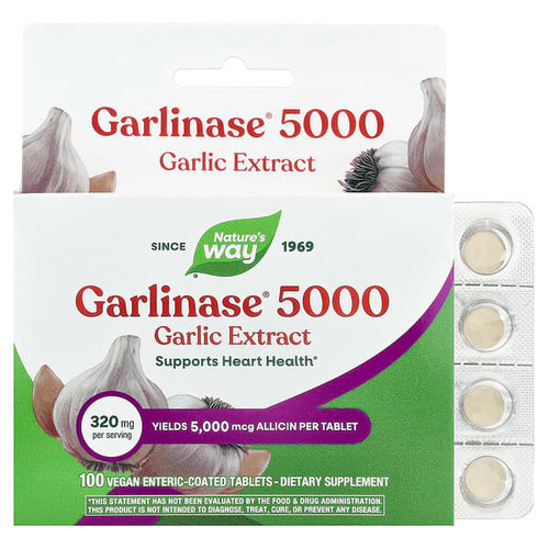 <img alt="Natures Way, Garlinase 5000, Garlic Extract, 320 mg, 100 Vegan Enteric-Coated Tablets" title="Natures Way, Garlinase 5000, Garlic Extract, 320 mg, 100 Vegan Enteric-Coated Tablets,763948085019"