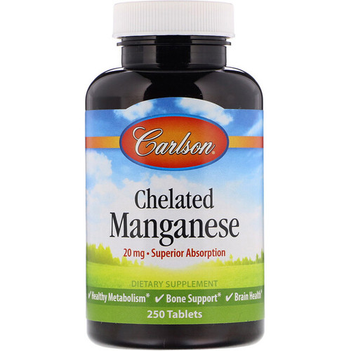 <img alt="Carlson Labs, Chelated Manganese, 20 mg, 250 Tablets" title="Carlson Labs, Chelated Manganese, 20 mg, 250 Tablets,088395056321"
