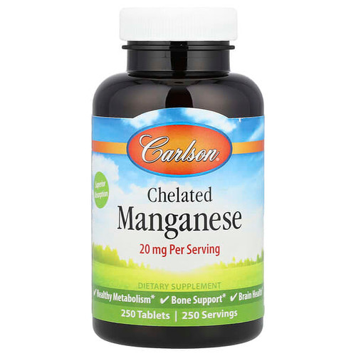 <img alt="Carlson, Chelated Manganese, 20 mg, 250 Tablets" title="Carlson, Chelated Manganese, 20 mg, 250 Tablets,088395056321"