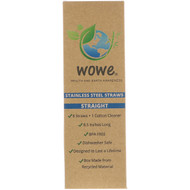 3 PACK of Wowe, Stainless Steel Straws, Straight, 8 Straws + 1 Cotton Cleaner