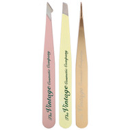 3 PACK of The Vintage Cosmetics Co., Essential Tweezer Set, 3 Piece Set